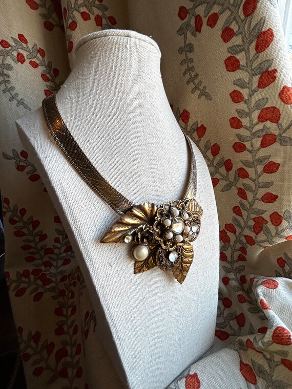 Vintage statement necklace gold Gem