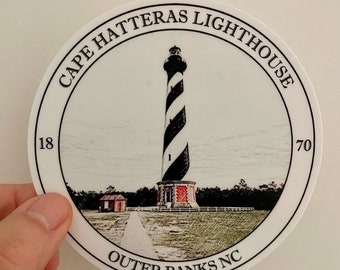Cape Hatteras Lighthouse Sticker | Outer Banks Lighthouse Sticker | Water-Resistant Vinyl Sticker | Cape Hatteras Lighthouse 4 inch sticker