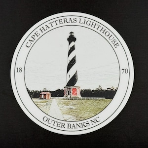 Cape Hatteras Lighthouse Sticker 4 inch, Outer Banks Lighthouse Sticker, Water-Resistant Vinyl Sticker