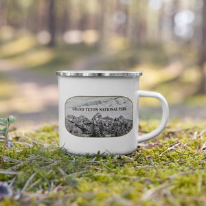 Grand Teton National Park Mug | National Park Mug | Camping Mug | Cabin Mug | Hiking Mug | Enamel Mug