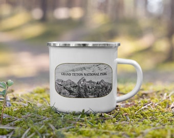 Grand Teton National Park Mug | National Park Mug | Camping Mug | Cabin Mug | Hiking Mug | Enamel Mug