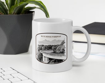 Blue Ridge Parkway Mug | Blue Ridge Parkway Linn Cove Viaduct Mug| Ceramic Mug | North Carolina Map