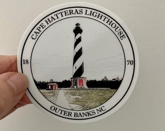 Cape Hatteras Lighthouse Sticker | Outer Banks Lighthouse Sticker | Water-Resistant Vinyl Sticker