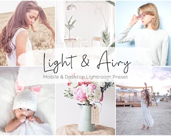10 Light & Airy Lightroom Presets for Mobile and Desktop, Light Bright Preset, Clean and Crisp Presets, Blogger and Instagram Photo Filters