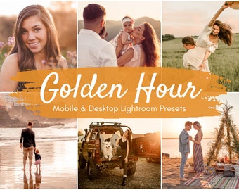10 Golden Hour Presets | Lightroom Mobile & Desktop | Warm Filters | Sunset Presets | Instagram Filters | DNG + XMP Presets