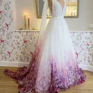 Wedding Dress Print Flower Wedding Dresses With Wraps Sweetheart Bridal Gowns For Bride Robe De Mariée Beach Sweep Train For Women Dress