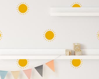 Sun Wall Decals - Sunshine Wall Stickers, Boho Nursery, Kids Room Wall Decor, Playroom Decor, Boho Decor