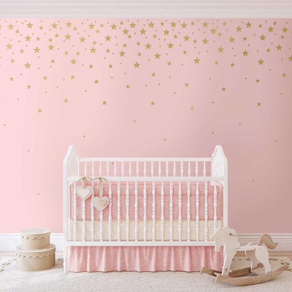 Gold Stars Wall Decals Pack - Peel and Stick Confetti Wall Decals, Nursery Decor, Kids Room Wall Art, Metallic Star Wall Decals