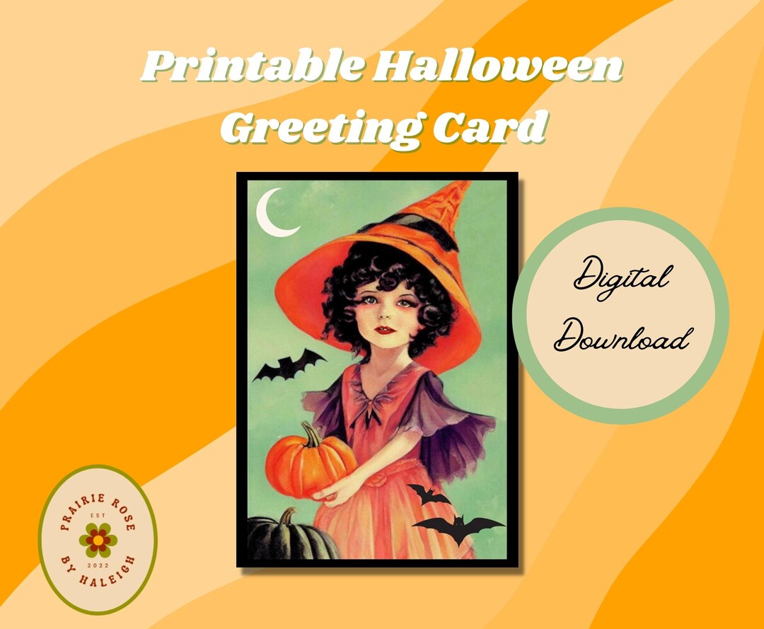 Printable Halloween Greeting Cards Instant Download 7x5 Etsy