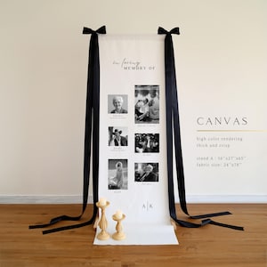 Personalized In Loving Memory Photo Wedding Display, Wedding Memorial Wall ideas, Fabric Remembrance Sign Tribute Banner Memorial sign 06