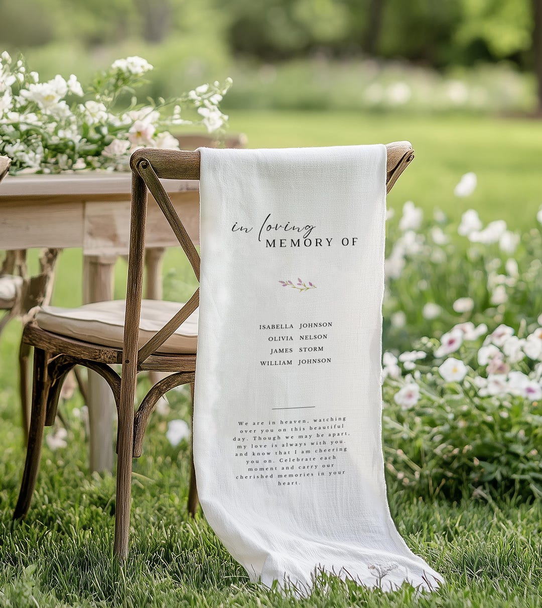 Personalized Memorial Chair Banner, Canvas or Linen, Wedding ...