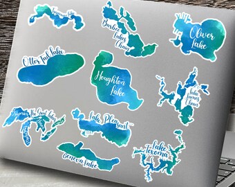 Custom Watercolor Lake Shape Sticker: Waterproof Vinyl Decal