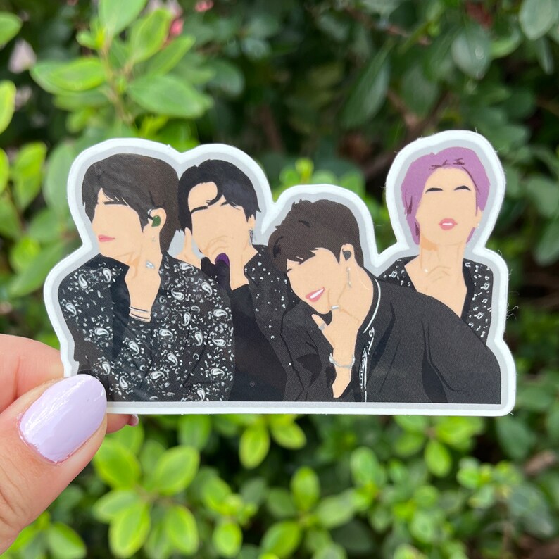 Pegatina de línea vocal con hoyuelos de BTS - Taehyung V Jungkook Jimin Seokjin Jin 5.º cumpleaños, vinilo impermeable, funda para portátil, botella de agua y teléfono KPOP imagen 3