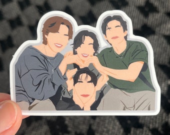 BTS Vlive Heart Hands pegatina - YTC Busan Taehyung V Jungkook Jimin j-hope Hobi todavía por venir vinilo impermeable portátil botella de agua caja del teléfono