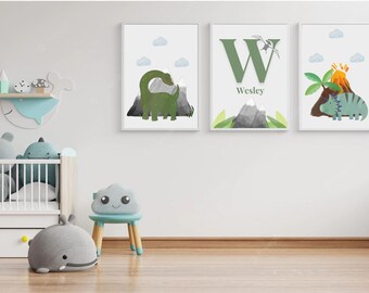 Personalised alphabet animal childrens print - illustrated triple print