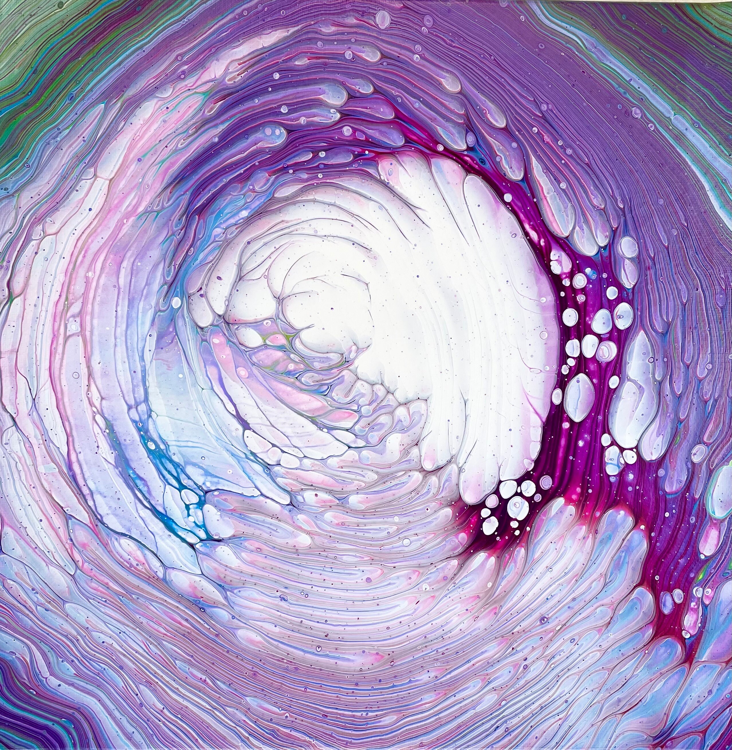 Cloud Acrylic Pour Painting: Abstract Fluid Artwork (12” X 12”)
