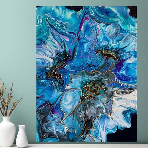 Acrylic Pour Painting On Canvas/Fluid Art Painting/Abstract Painting/Shelee Art Bloom/Pour Art/Contemporary Art/12 x 16