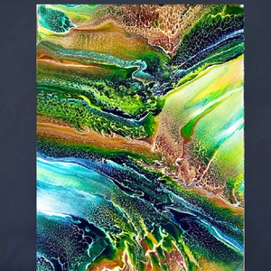 Abstract Fluid Acrylic Pour Painting On Canvas/Modern Contemporary Art/Flow Painting/12” X 16”