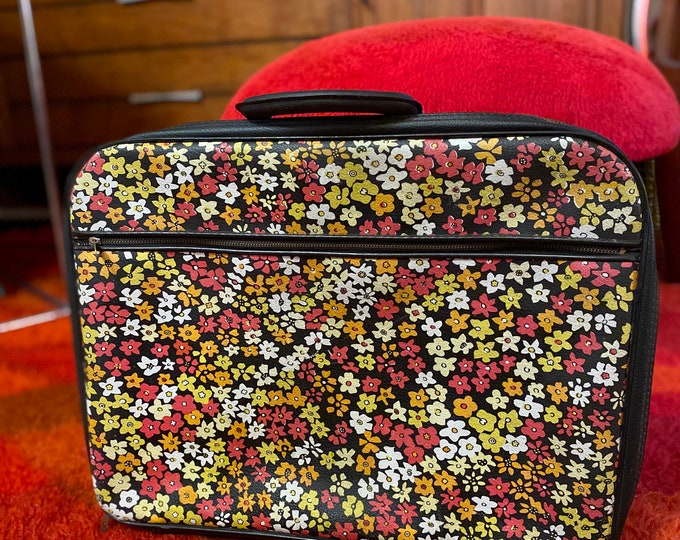 Vintage 1960s Floral Travel Suitcase Mod Style