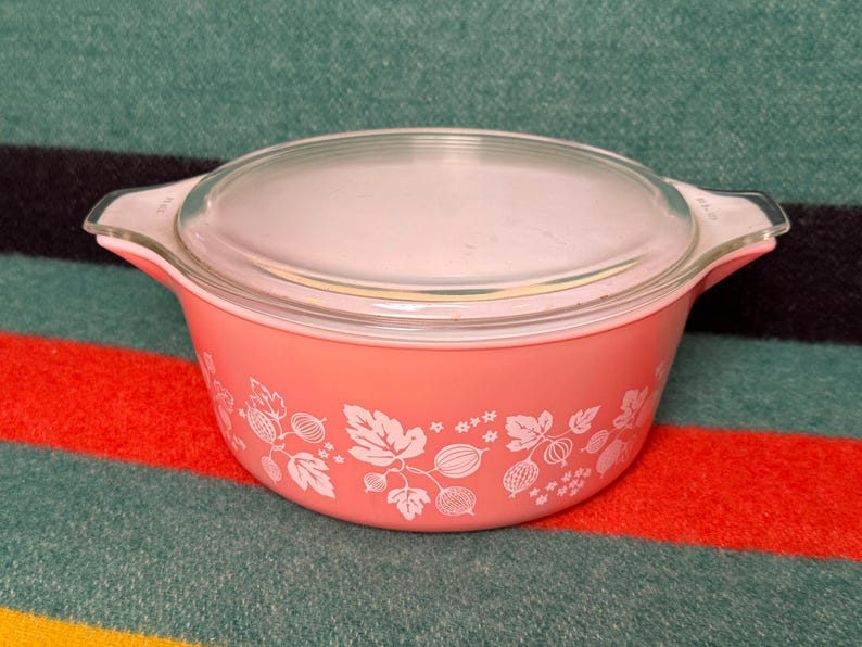 Vintage Rare Pyrex Pink Gooseberry Casserole Dish Set in Original Box ...