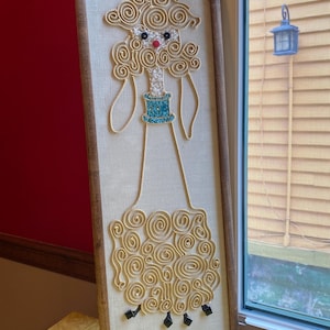 Vintage Rare Mid Century Poodle Gravel Art Mid Century Living Bedroom Decor 1950s 1960s