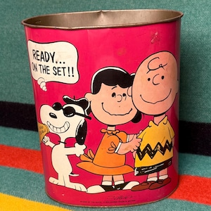 Vintage Peanuts Trash Can - Etsy