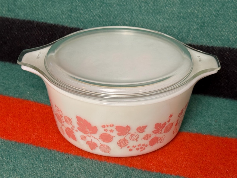 Vintage Rare Pyrex Pink Gooseberry Casserole Dish Set in Original Box ...