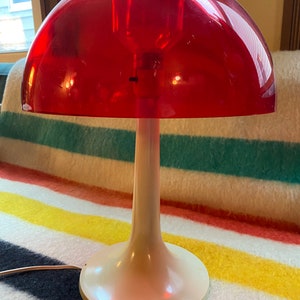 Vintage Space Age Red Mushroom Lamp by Gilbert Softlite 1960s