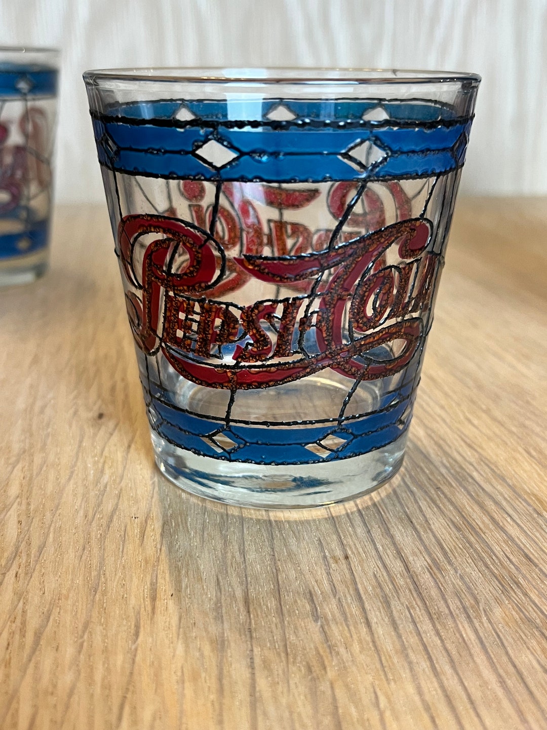 Pepsicola Vintage Stained Glass 1970s Bar Glasses Etsy
