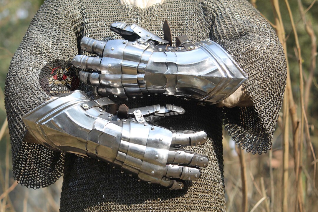 Gloves 14th Century Plate Armor Gauntlets Silver Color Etsy