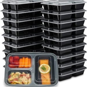 50 Pack] 40 oz Black Meal Prep Containers Round Bowls with Lids, Food  Storage Bento Box, Microwavable, Premium Bowl, Stir Fry, Lunch Boxes, BPA  Free, Freezer/Dishwasher Safe