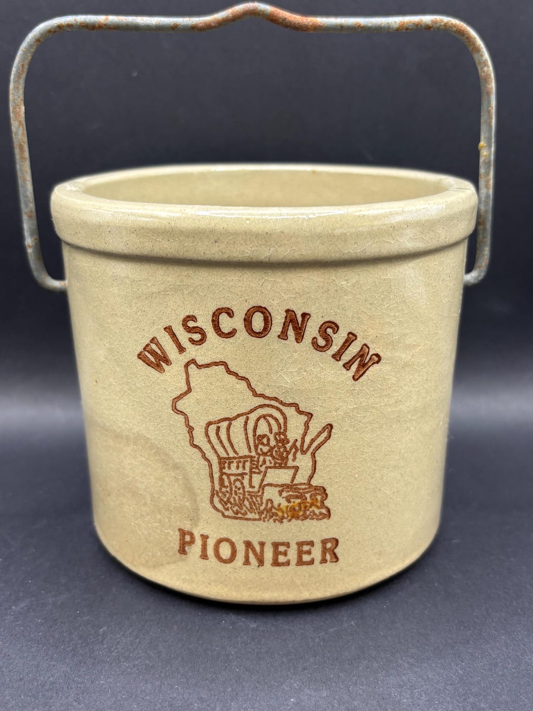 Wisconsin Pioneer Pottery Crock With Metal Handle - Etsy