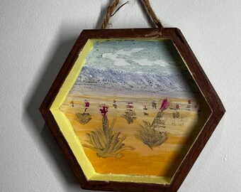 Original Oil Painting on Wood | Framed Mini Landscape | 5x5 Atmospheric Modern Art | Ghost Signal Bloom