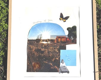 Original Mixed Media Collage Art – “Thinking of You” Landscape (21x17)