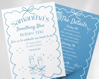 Something Blue Before I Do Bachelorette Hen Do Invitations Template | Digital Itinerary Hens Party Weekend | Canva Template