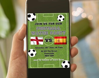Plantilla de invitación para ver un partido de fútbol / Plantilla digital descargable personalizada de Canva / Invitación deportiva de fútbol