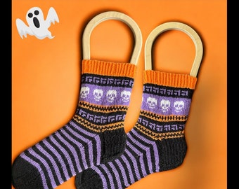 Calcetines de lana de Halloween, patrón de tejido, descarga digital