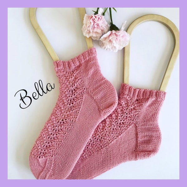 Bella socks , knitting pattern, lace socks, Mother's Day gift