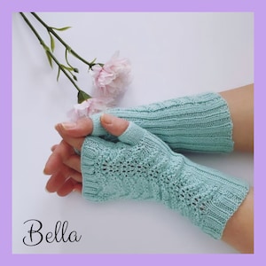 Bella fingerless mittens, knitting pattern