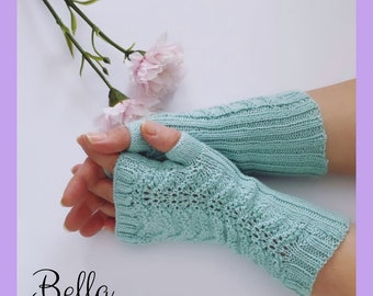 Bella fingerless mittens, knitting pattern