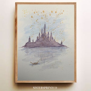 Rapunzel Stampa artistica Originale dipinta a mano / Fiaba / Stampa artistica digitale