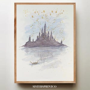 Rapunzel Stampa artistica Originale dipinta a mano / Fiaba / Stampa artistica digitale