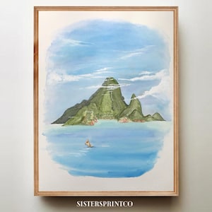 モアナの島のアートプリント｜オリジナル手描き水彩画｜おとぎ話｜デジタルアートプリント