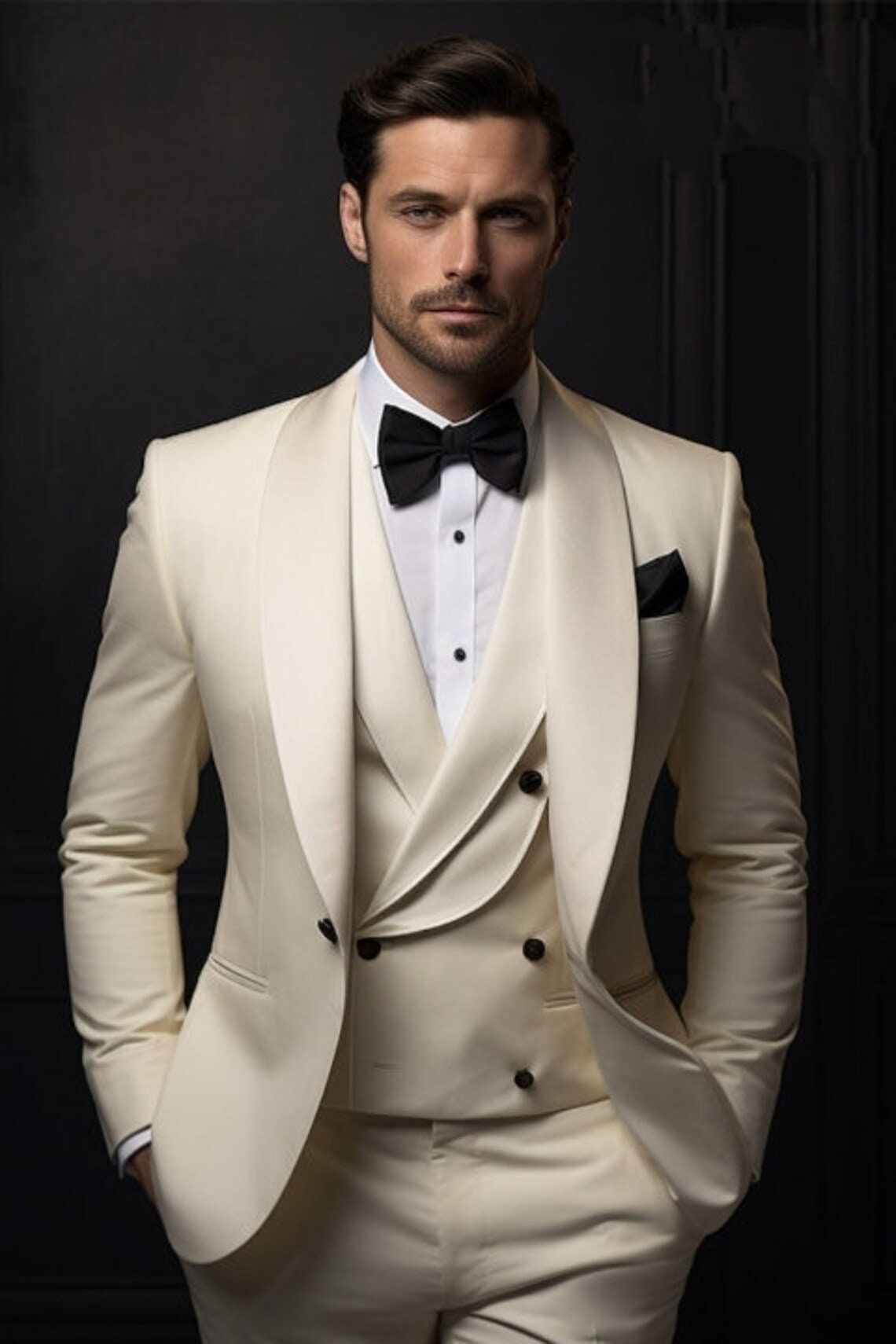 Elegant Ivory Tuxedo Suit for Men Classic Wedding Suit Tailored Suit ...