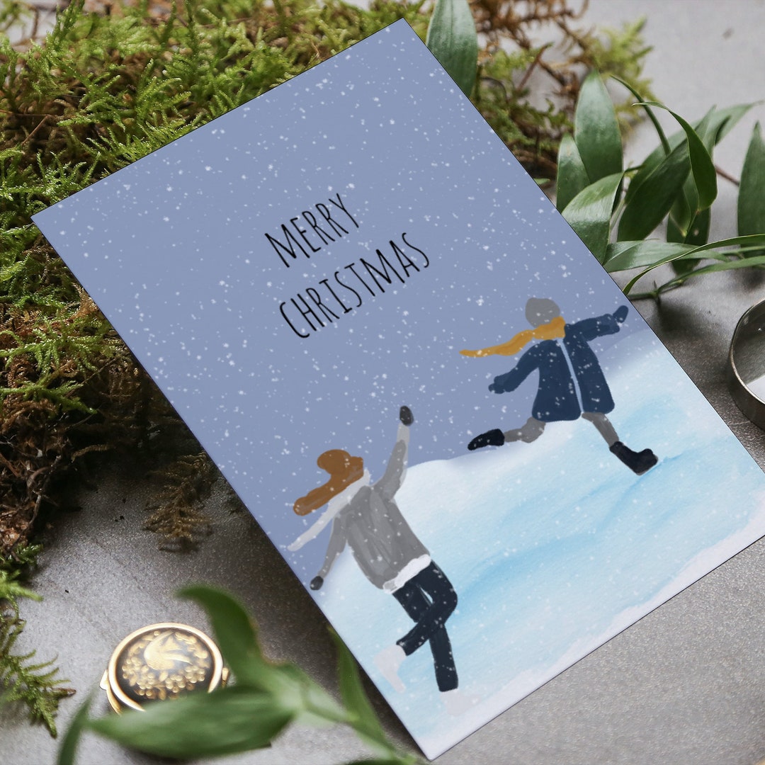 Editable Merry Christmas Card Template, Winter Scene (digital Download ...