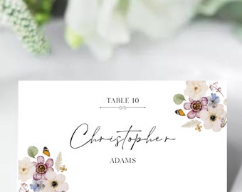 Floral Wedding Tented Table Card Template, Decorative Tented Table Card Template, Printable, Fully Editable, Templett, INSTANT download