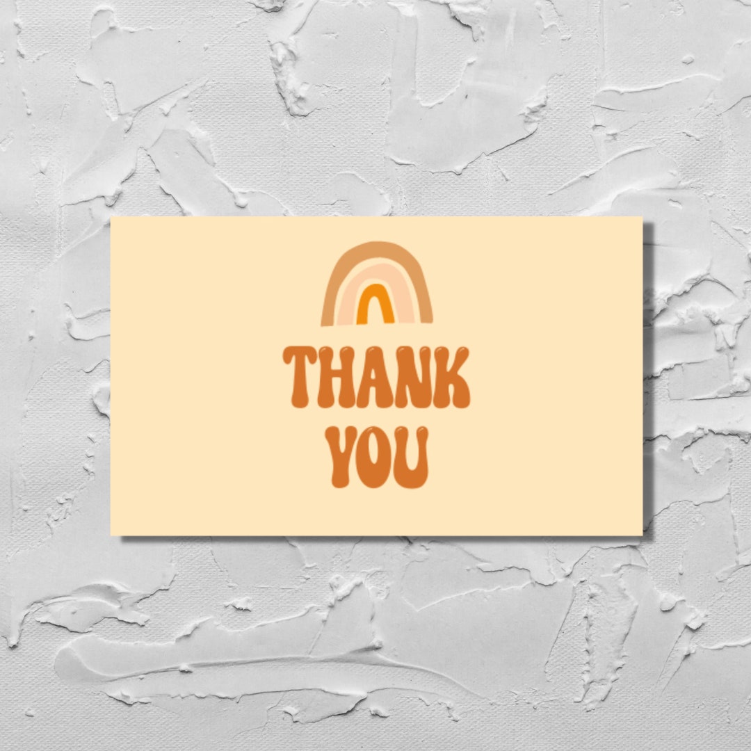 Retro Rainbow Thank You Card Template, Editable Text (digital Download ...