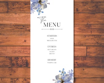 Floral Watercolor Wedding Menu Template – Elegant Printable (Digital Download)