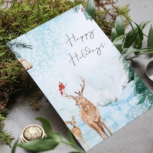 Happy Holidays kaart digitale sjabloon, bewerkbare sjabloon, bewerkbare tekst, Kerstmis, vakantie, winter, seizoenskaart, aanpasbaar, lijst #19