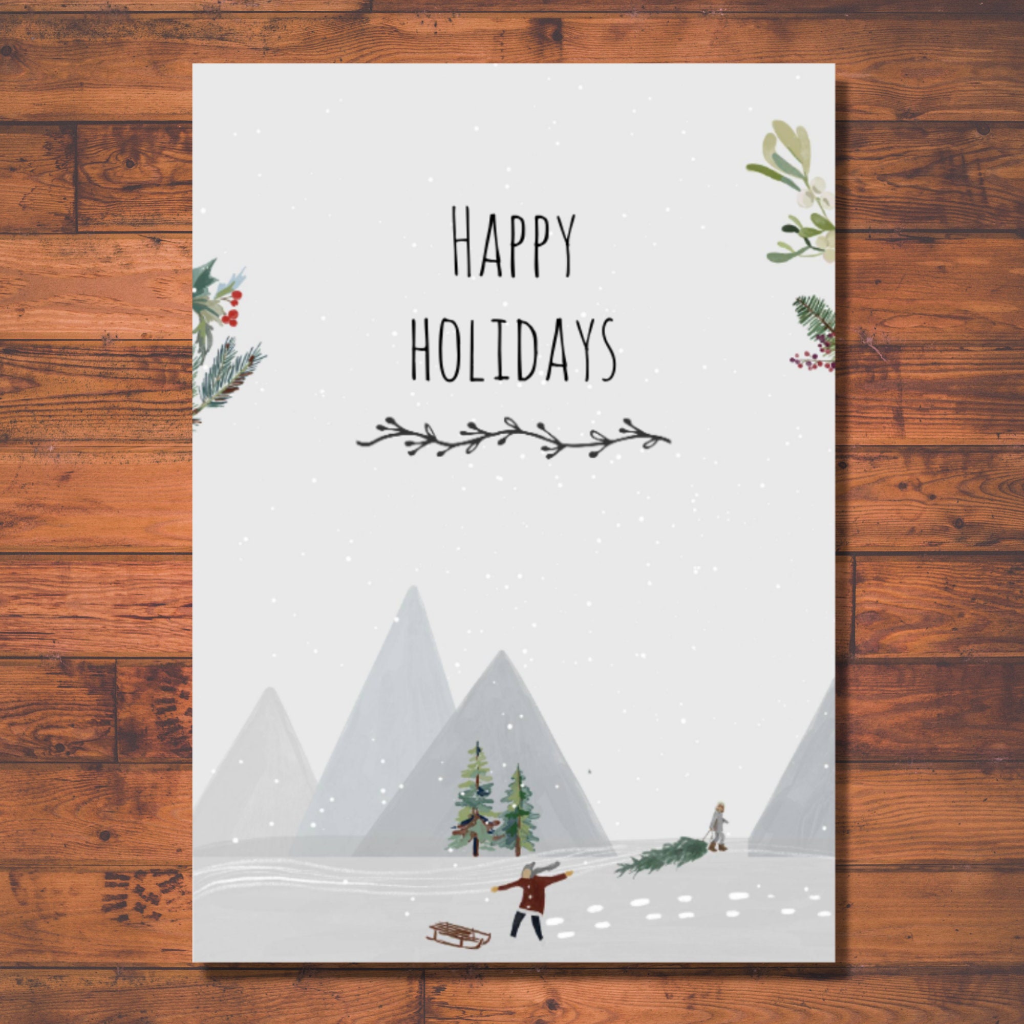 Editable Winter Holiday Card Template, Printable 5x7 (digital Download ...